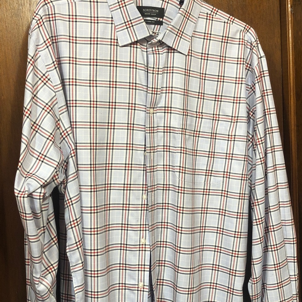 NORDSTRON Men's plaid Shirt Classic Fit